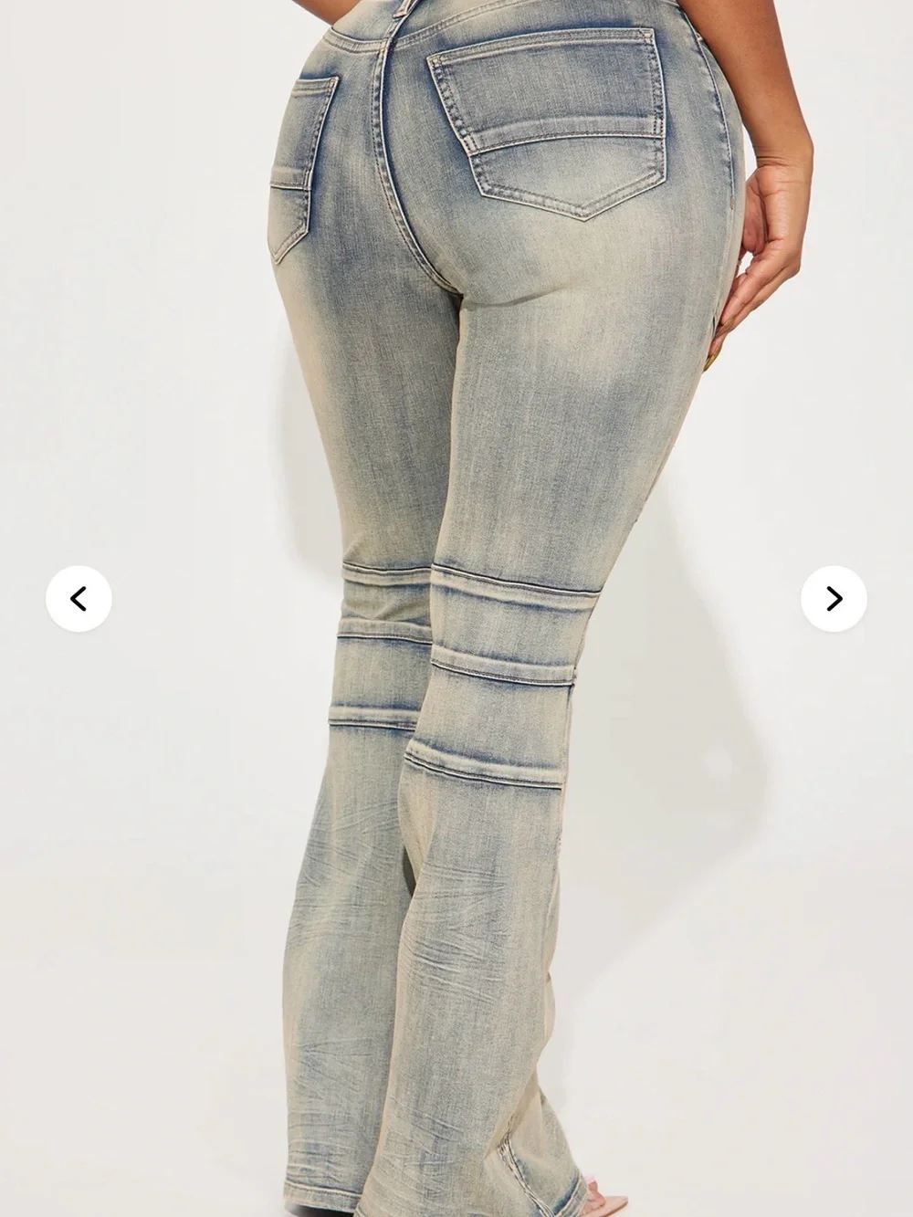 Fashion Nova Block List Distressed High Rise Bootcut Stacked Jeans Vintage Wash - Picture 3 of 11